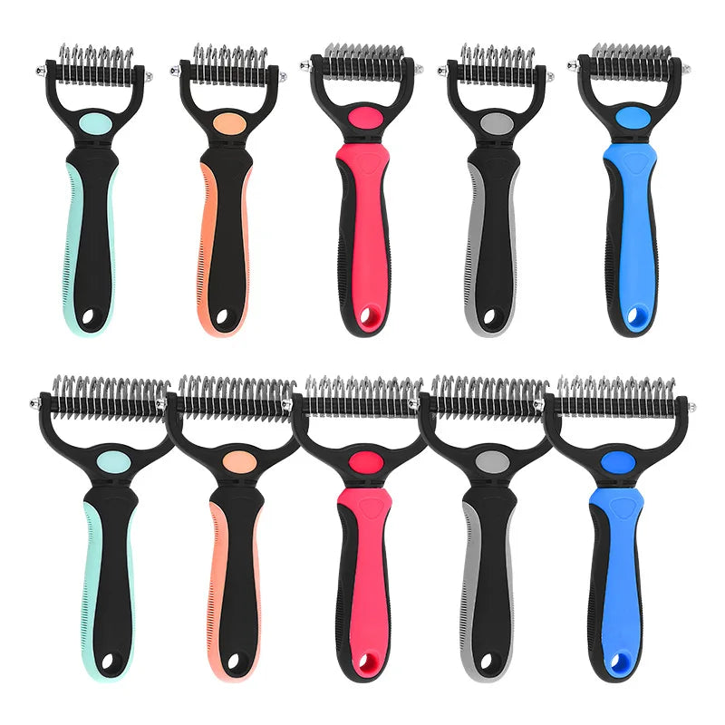Dog Hair Remover Comb Pet Fur Knot Cutter Double Sided Brush Long