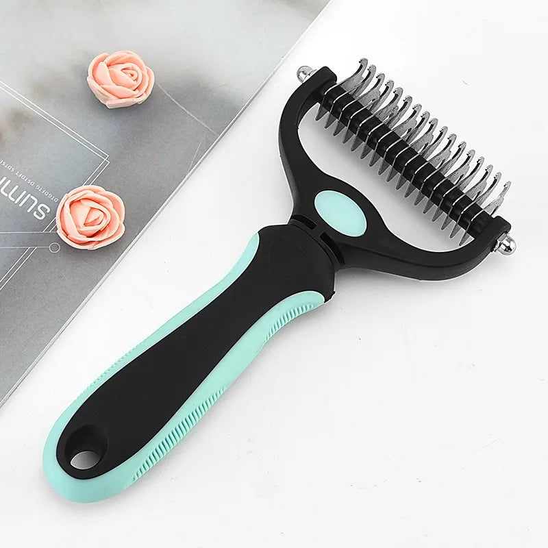 Dog Hair Remover Comb Pet Fur Knot Cutter Double Sided Brush Long