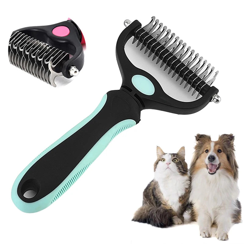 Dog Hair Remover Comb Pet Fur Knot Cutter Double Sided Brush Long