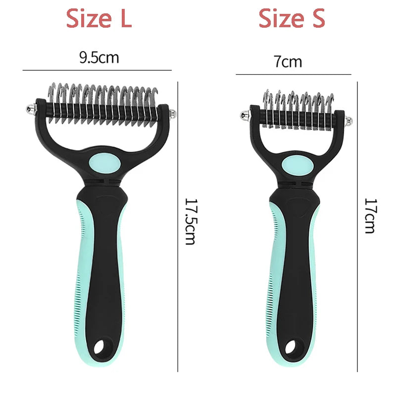 Dog Hair Remover Comb Pet Fur Knot Cutter Double Sided Brush Long